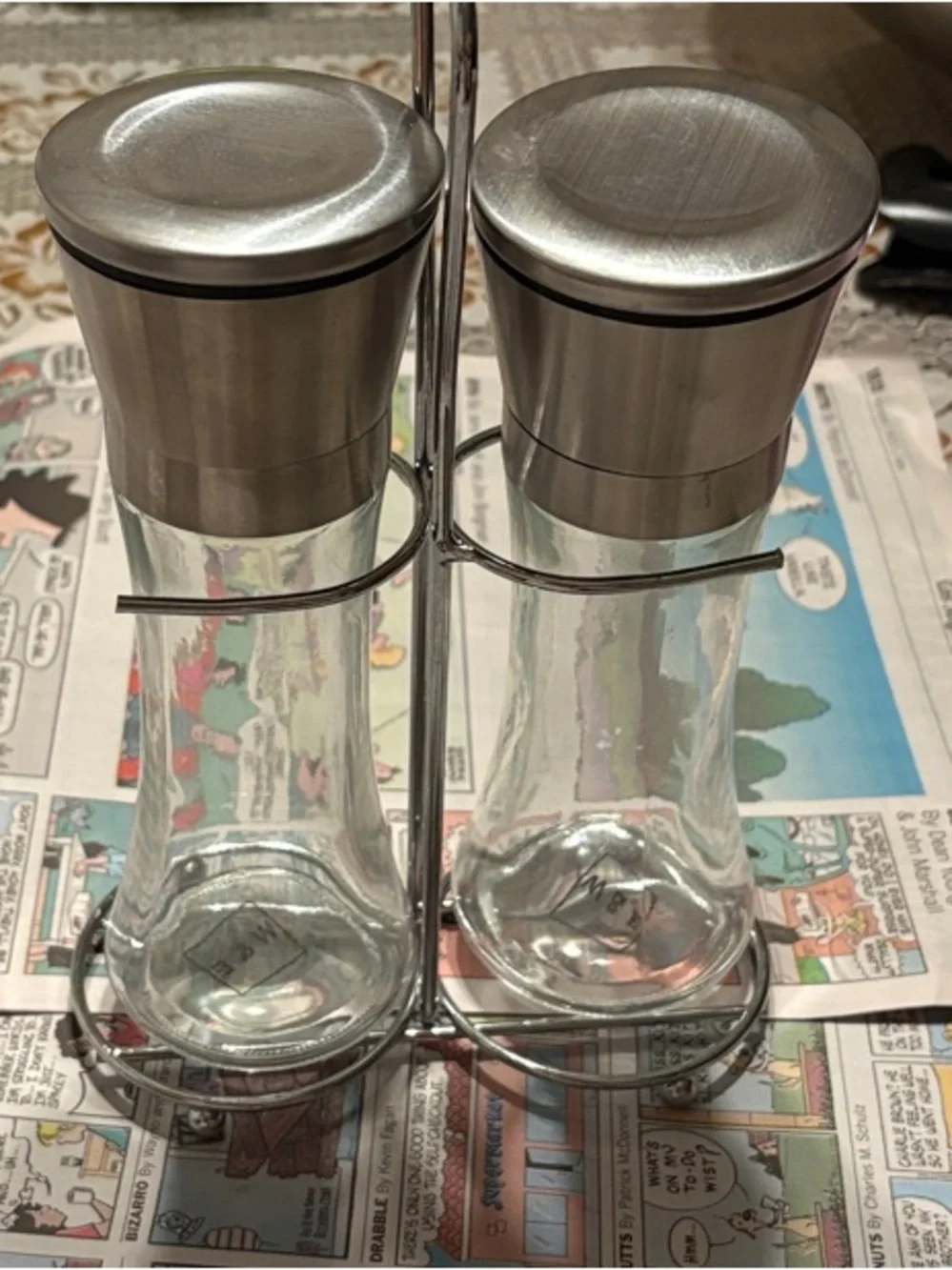 Willow and Everett Stainless Steel & Glass Salt and Pepper Shaker Set - Silver